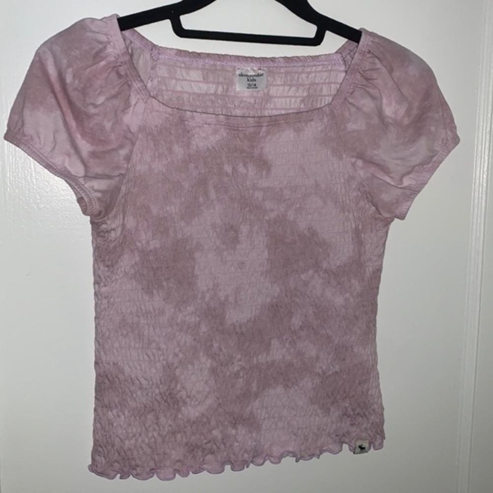Abercrombie kids short sleeve smocked purple top sz 13/14